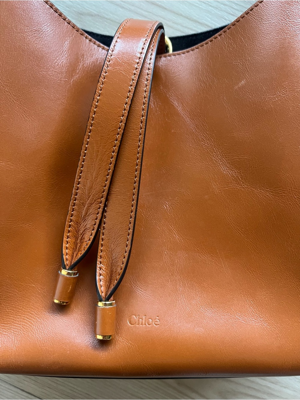 Chloe Marcie Leather Hobo Bag with Gold Accents - Picture 9 of 14